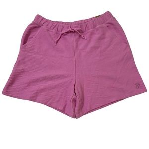 PINK Victoria’s Secret Dad Short Size L Pink Ribbed Pockets Stretch High Waist